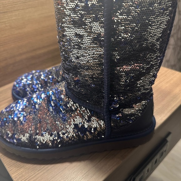 Sequin Boots in Blue and Silver - Picture 1 of 8
